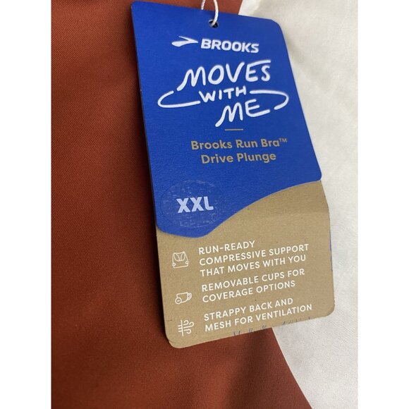 Brooks Sz XXL Drive Plunge Run Sports Bra Copper Run Raisin Ice Blue Compressive - Picture 8 of 9